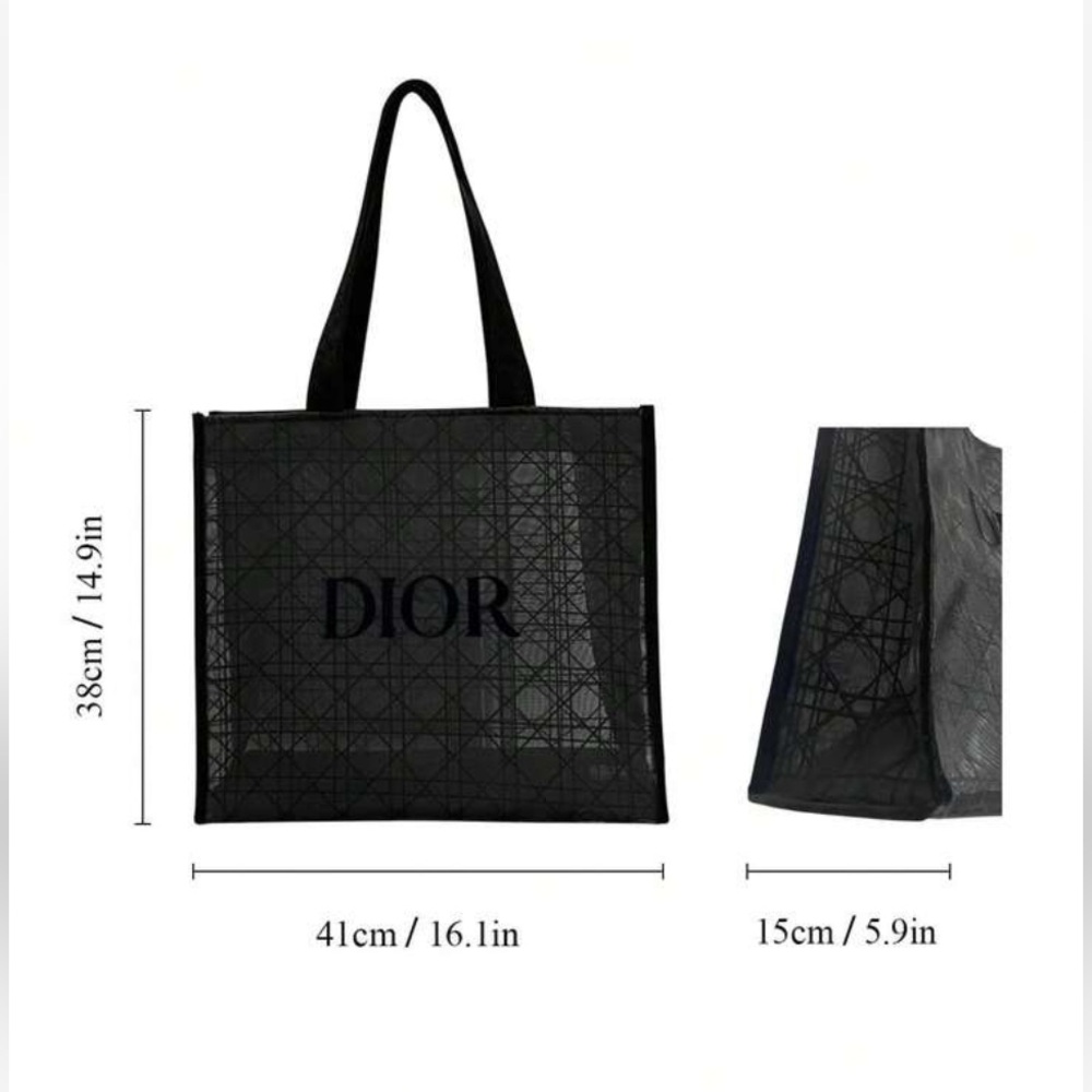 DIOR Beauty Black Mesh Tote Bag New - Picture 5 of 6